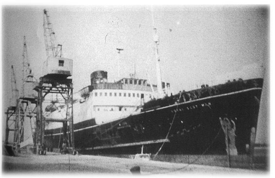 [Photo of Royal Scotman, moored at port]